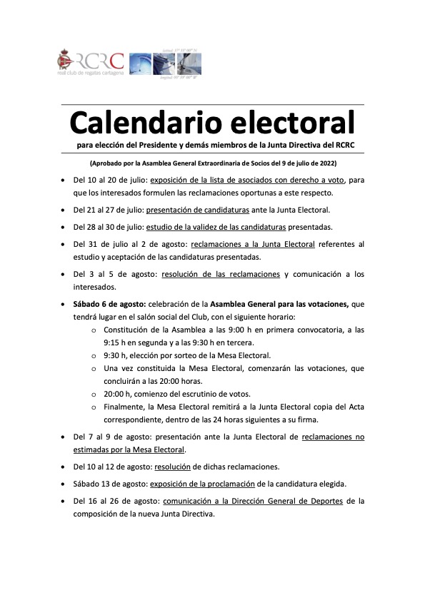 Calendario electoral julio-agosto 2022